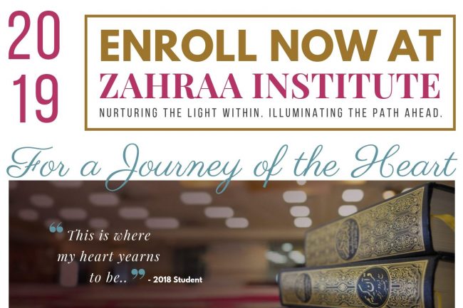 Enroll Now for 2019 at Zahraa Institute